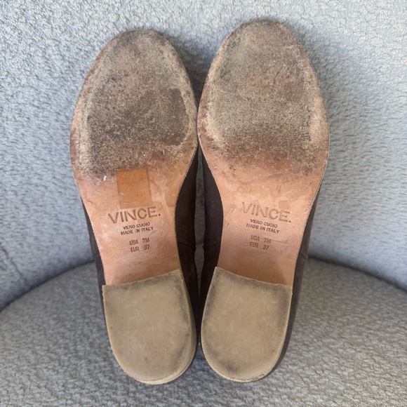 VINCE Harriet Dark Brown Suede Ankle Booties with Block Heel Size 7 - Picture 10 of 11